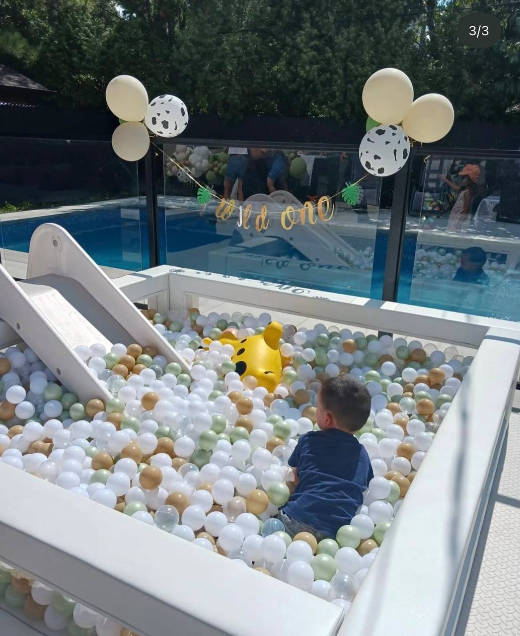 Outdoor ball pit setup at a Montreal birthday party