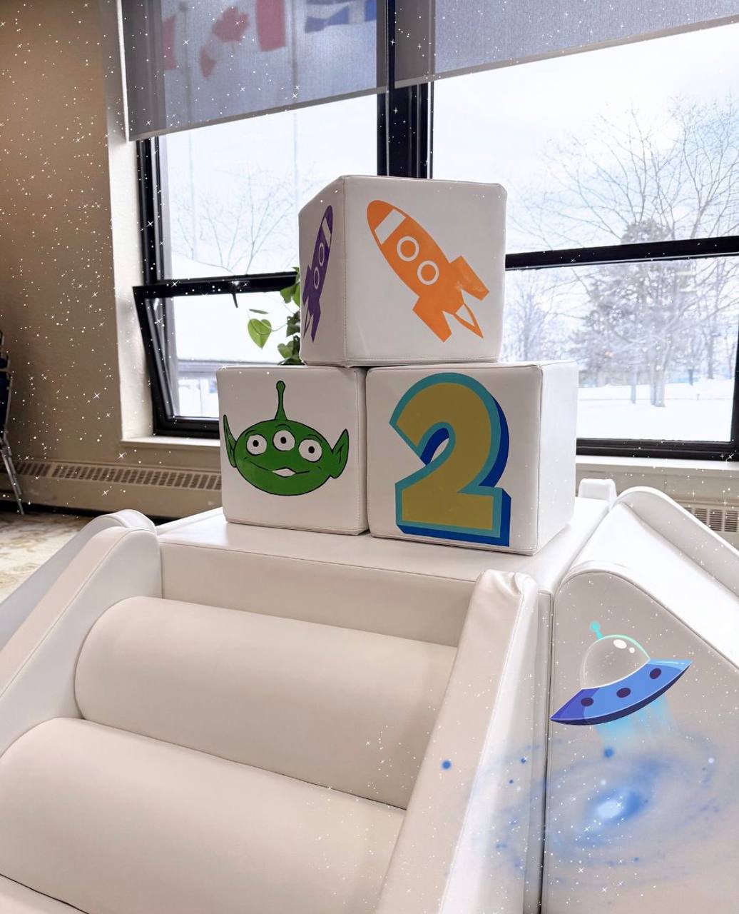 Custom vinyl name designs on soft play blocks